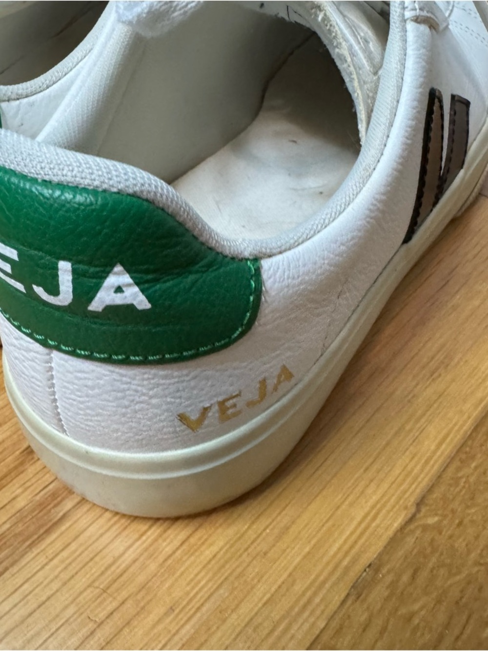 Veja Campo Leather Sneakers - White Black Emeraude Green - Women’s 7 / EU 38 - Picture 9 of 14